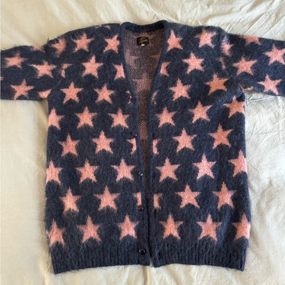 Needles Navy and Pink Mohair Star Cardigan - Picture 3 of 4